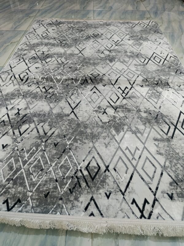 Grey Geometric Turkish Rug – Soft Anti-Slip Modern Carpet with Fringe for Living Room, Bedroom & Study Zones - Image 5