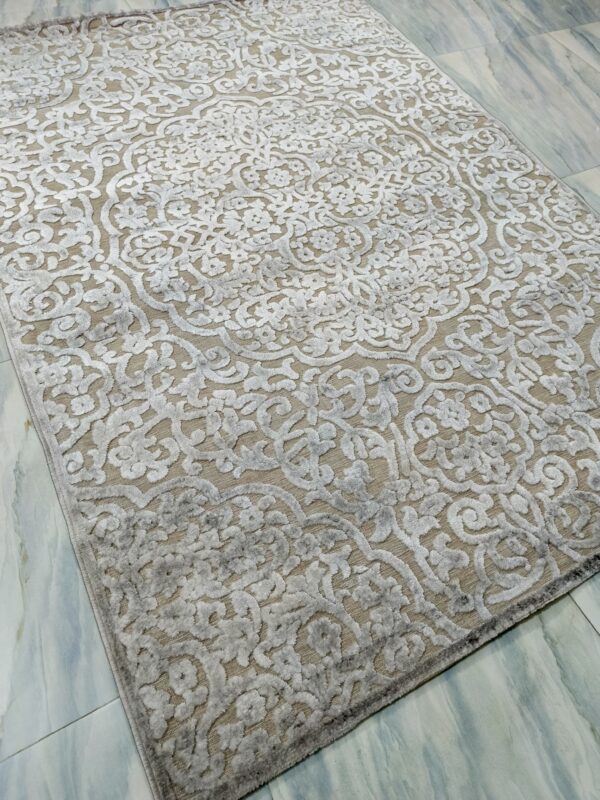 Ivory Dream Floral Rug – Soft Turkish Carpet | Elegant Light-Toned Floor Mat for Minimalist, Prayer & Bedside Corners - Image 5