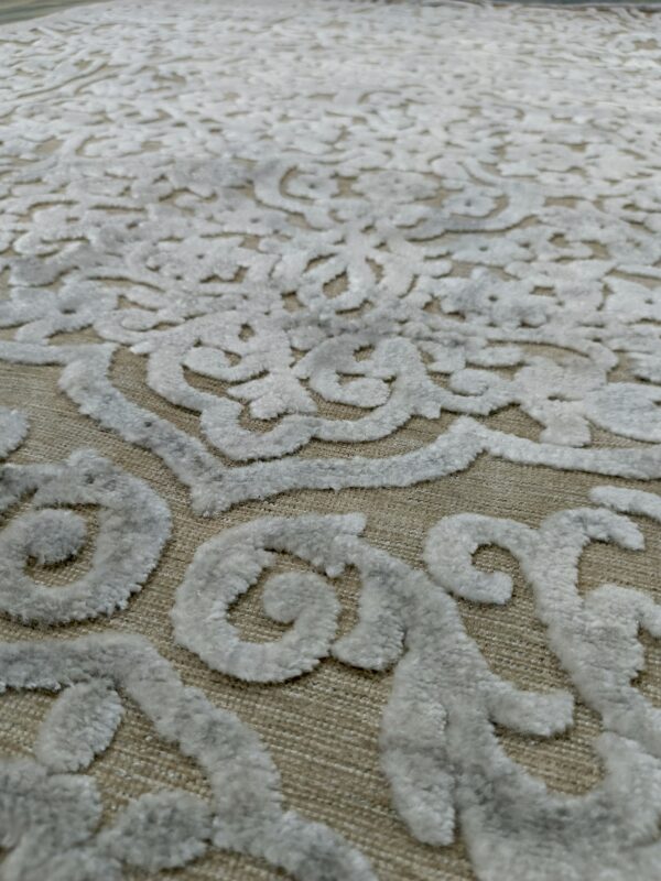 Ivory Dream Floral Rug – Soft Turkish Carpet | Elegant Light-Toned Floor Mat for Minimalist, Prayer & Bedside Corners - Image 2