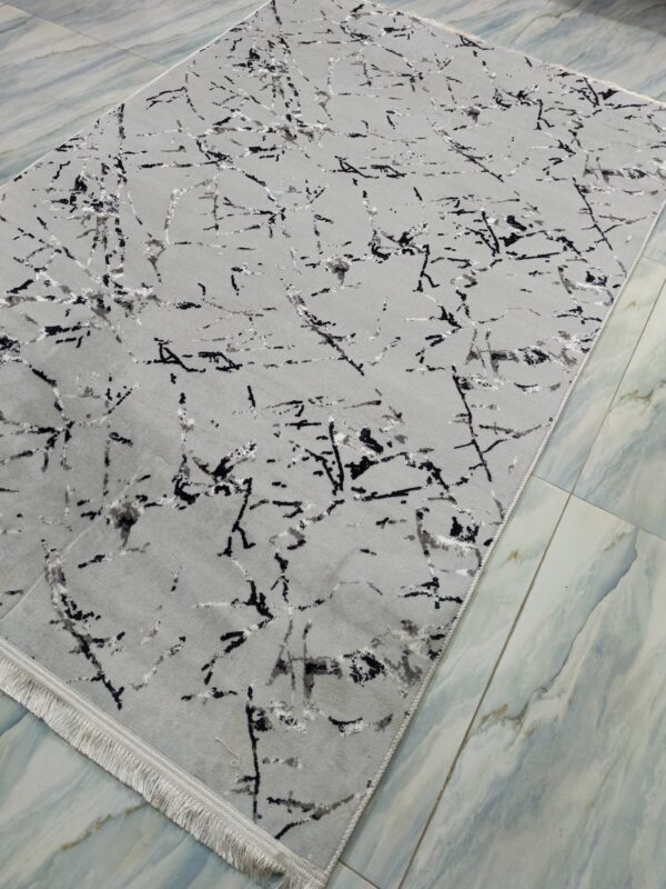 Light Grey Marble Abstract Turkish Rug – Soft Anti-Slip Carpet with Fringe for Bedroom, Living Room & Study Area - Image 5