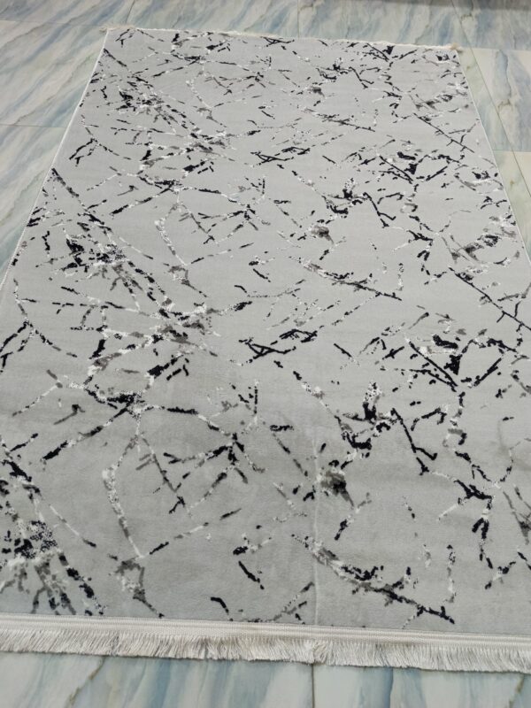 Light Grey Marble Abstract Turkish Rug – Soft Anti-Slip Carpet with Fringe for Bedroom, Living Room & Study Area - Image 7