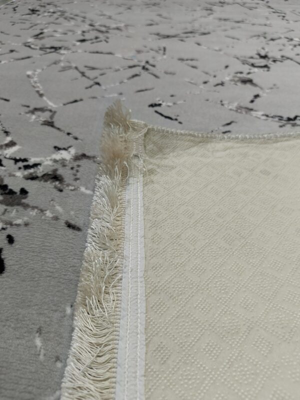 Light Grey Marble Abstract Turkish Rug – Soft Anti-Slip Carpet with Fringe for Bedroom, Living Room & Study Area - Image 8