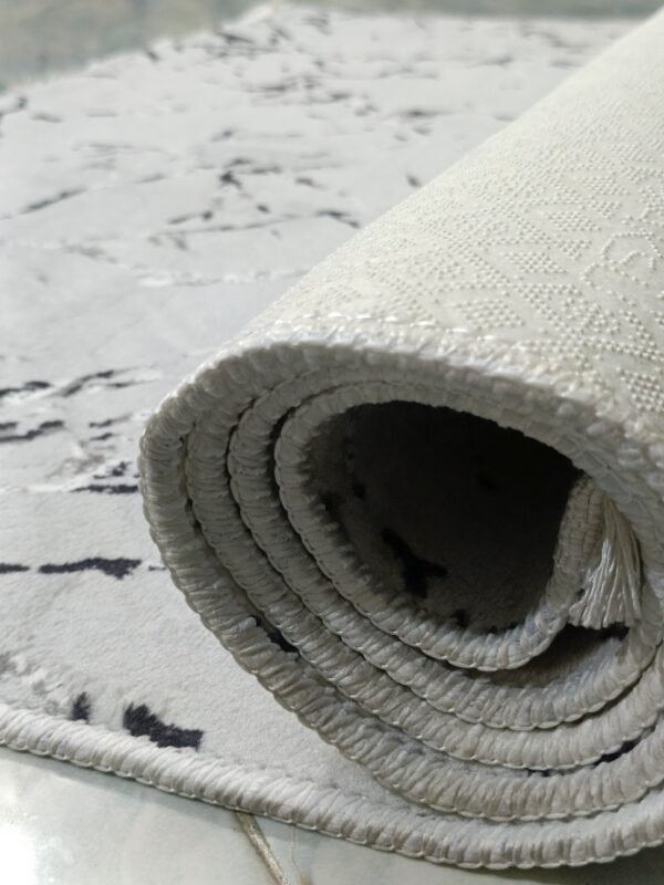 Light Grey Marble Abstract Turkish Rug – Soft Anti-Slip Carpet with Fringe for Bedroom, Living Room & Study Area - Image 9