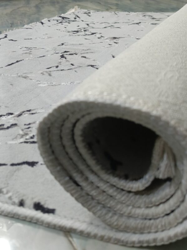 Light Grey Marble Abstract Turkish Rug – Soft Anti-Slip Carpet with Fringe for Bedroom, Living Room & Study Area - Image 10