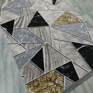 Geometric Block Pattern Turkish Rug – Bold Multi-Tone Soft Anti-Slip Carpet for Living Room, Bedroom & Entryway