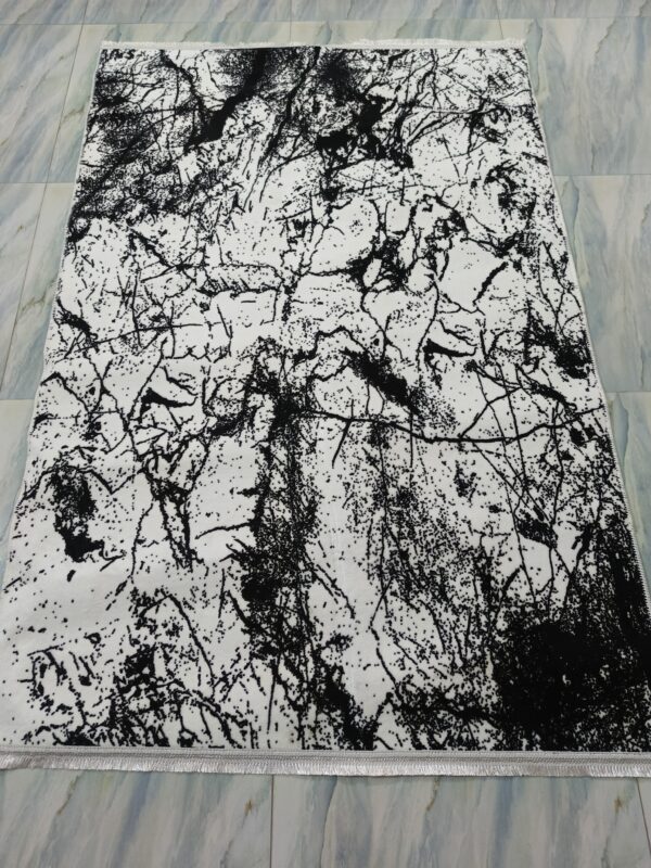 Black & White Abstract Splatter Turkish Rug – Soft Anti-Slip Modern Carpet for Living Room, Study & Creative Spaces - Image 2