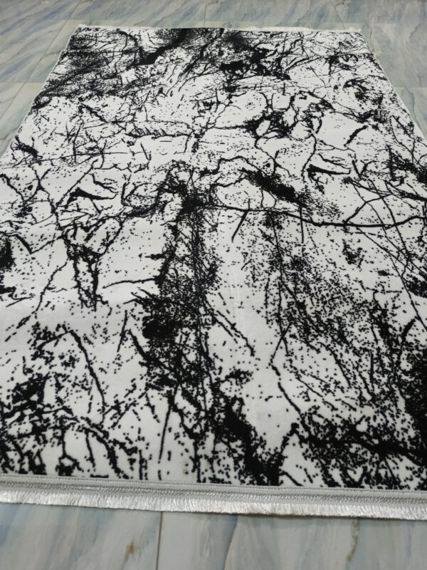 Black & White Abstract Splatter Turkish Rug – Soft Anti-Slip Modern Carpet for Living Room, Study & Creative Spaces - Image 3