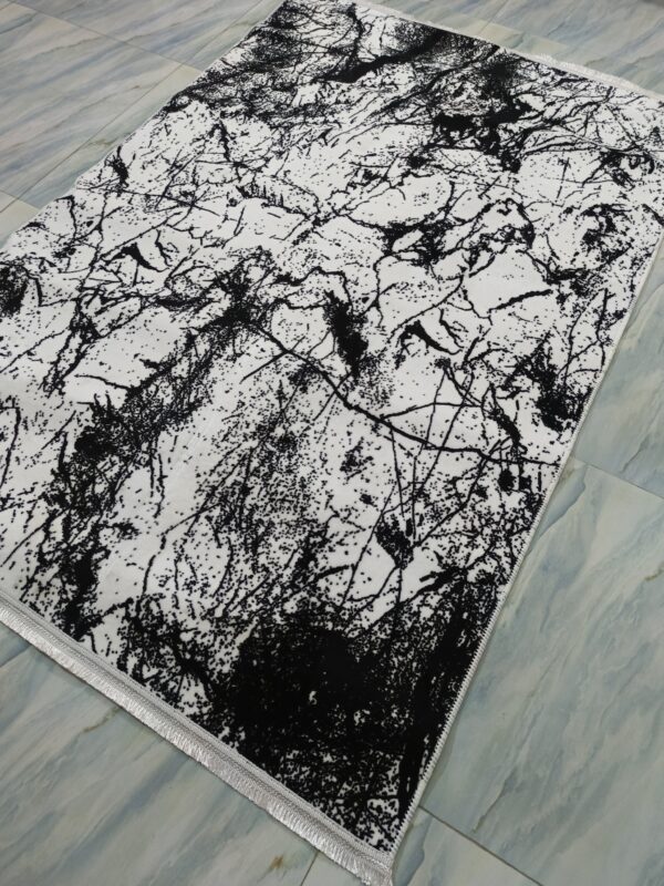 Black & White Abstract Splatter Turkish Rug – Soft Anti-Slip Modern Carpet for Living Room, Study & Creative Spaces - Image 4