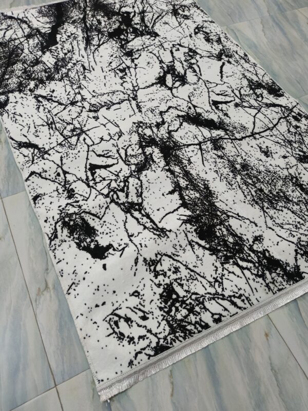 Black & White Abstract Splatter Turkish Rug – Soft Anti-Slip Modern Carpet for Living Room, Study & Creative Spaces - Image 5