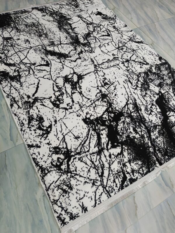 Black & White Abstract Splatter Turkish Rug – Soft Anti-Slip Modern Carpet for Living Room, Study & Creative Spaces