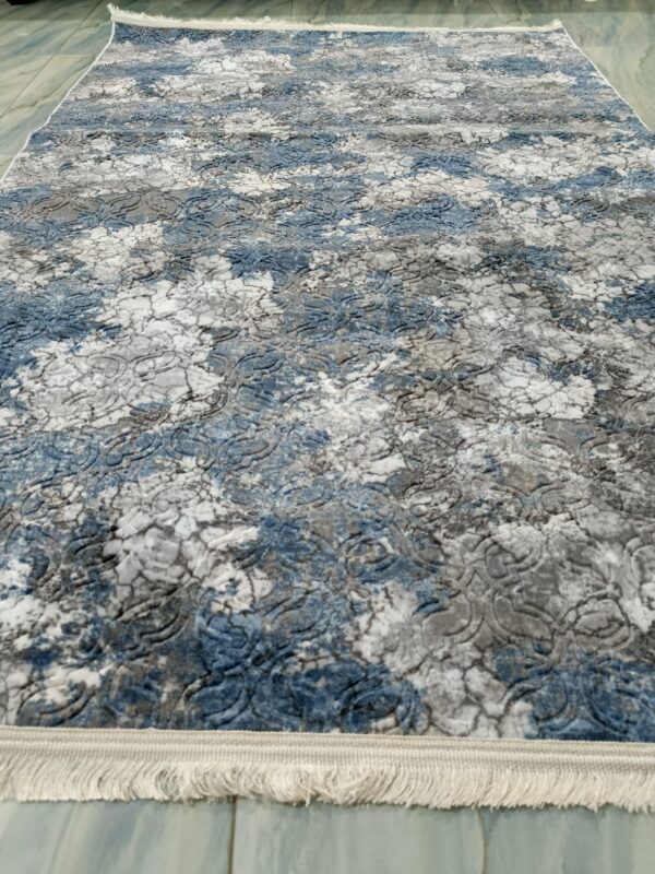 Blue Marble Textured Turkish Rug – Soft Anti-Slip Carpet with Fringe for Living Room, Bedroom & Cozy Corners - Image 5