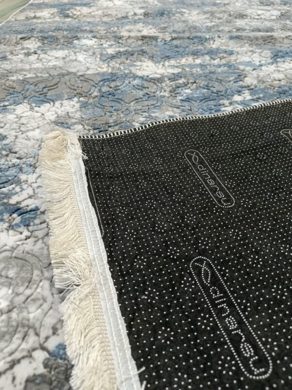 Blue Marble Textured Turkish Rug – Soft Anti-Slip Carpet with Fringe for Living Room, Bedroom & Cozy Corners - Image 6