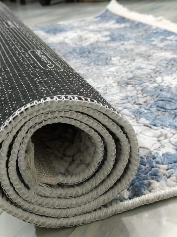 Blue Marble Textured Turkish Rug – Soft Anti-Slip Carpet with Fringe for Living Room, Bedroom & Cozy Corners - Image 7
