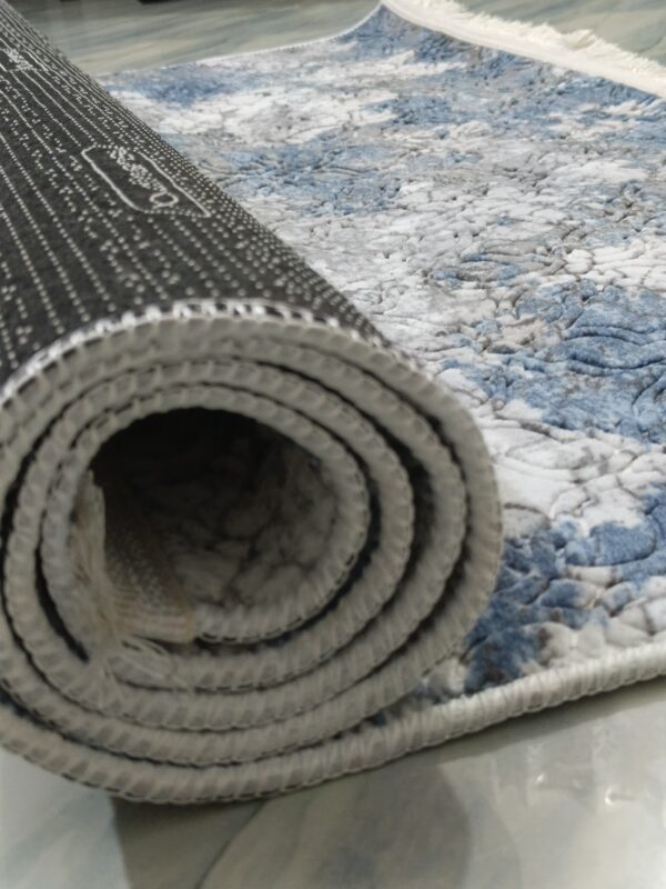 Blue Marble Textured Turkish Rug – Soft Anti-Slip Carpet with Fringe for Living Room, Bedroom & Cozy Corners - Image 8