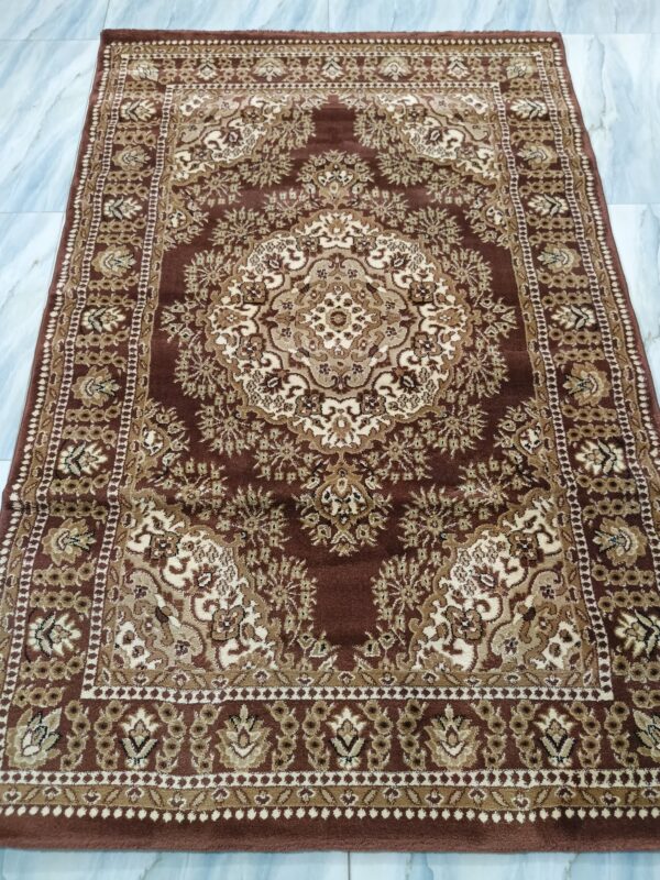 Classic Persian Medallion Rug – Adnan Carpet Heatset Beige & Brown Turkish Carpet for Living, Prayer & Formal Corners - Image 2