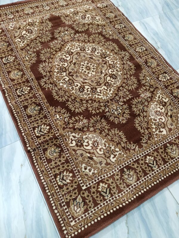 Classic Persian Medallion Rug – Adnan Carpet Heatset Beige & Brown Turkish Carpet for Living, Prayer & Formal Corners - Image 4