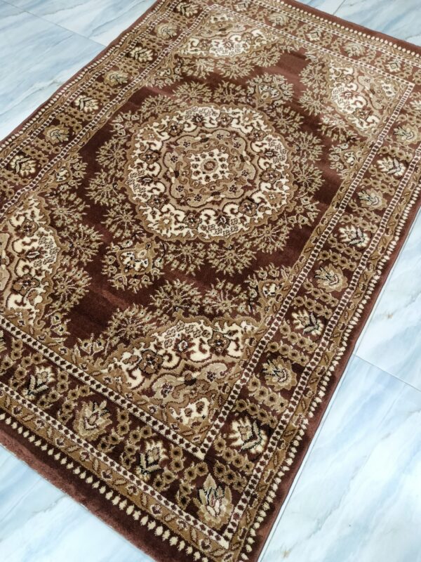 Classic Persian Medallion Rug – Adnan Carpet Heatset Beige & Brown Turkish Carpet for Living, Prayer & Formal Corners - Image 5