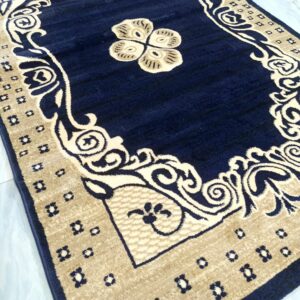 Adnan Persian Carpet – Beige & Navy | Soft Anti-Slip Turkish Rug for Living, Bedroom & Prayer Corners