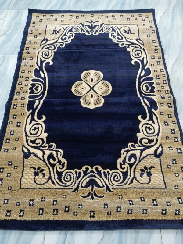 Adnan Persian Carpet – Beige & Navy | Soft Anti-Slip Turkish Rug for Living, Bedroom & Prayer Corners - Image 4