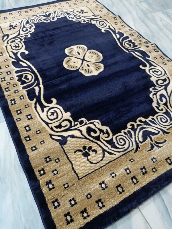 Adnan Persian Carpet – Beige & Navy | Soft Anti-Slip Turkish Rug for Living, Bedroom & Prayer Corners - Image 5