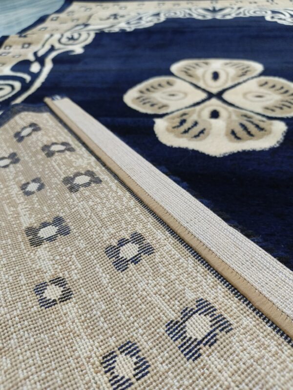 Adnan Persian Carpet – Beige & Navy | Soft Anti-Slip Turkish Rug for Living, Bedroom & Prayer Corners - Image 6