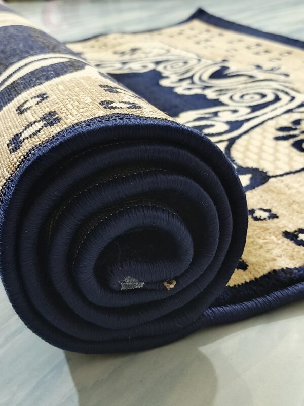 Adnan Persian Carpet – Beige & Navy | Soft Anti-Slip Turkish Rug for Living, Bedroom & Prayer Corners - Image 7