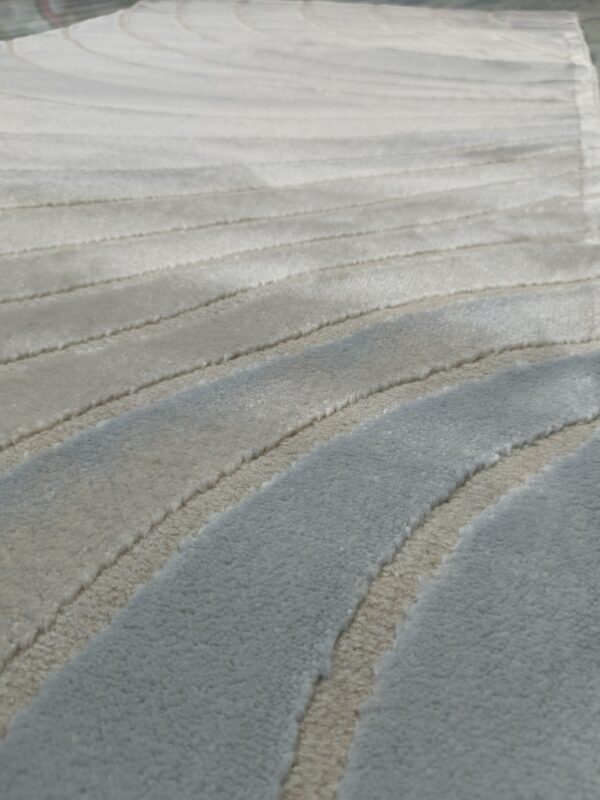 Light Grey Swirl Turkish Rug – New Topkapi Soft Shiny Carpet for Bedroom, Living, and Entryway Corners