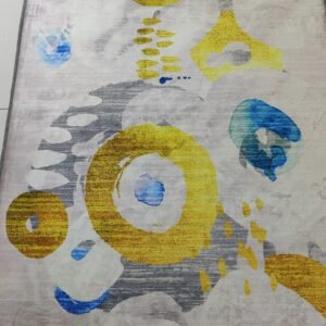 Abstract Circle Rug 3x5 ft – Premium Yellow & Blue Carpet