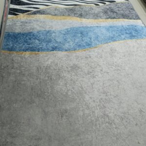 Modern Wave Rug 4x6 ft – Premium Zebra & Blue Carpet