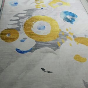 Abstract Circle Rug 4x6 ft – Premium Yellow & Blue Carpet