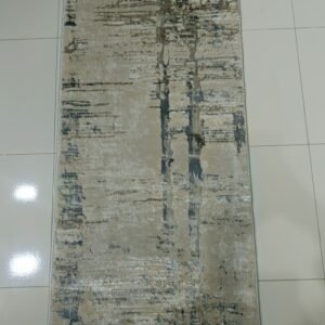 Luxury 3D Shinny Turkish Runner Rug – Beige Abstract Design | 2x4 ft (60x120 cm) Premium Carpet