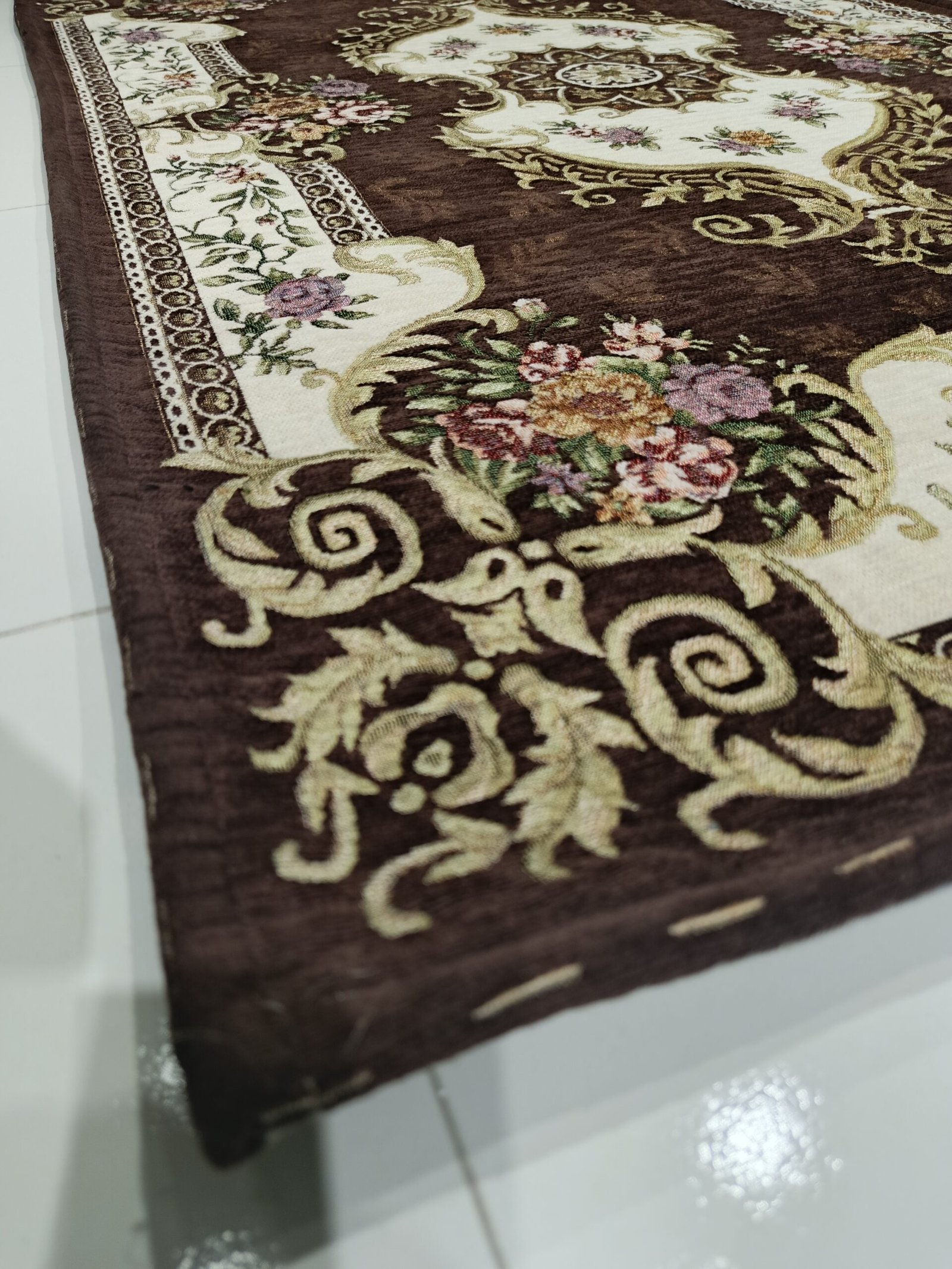 Classic Irani-Style Cotton Rug 3x4.5 ft – Brown & Floral Elegance (Made in China) - Image 3