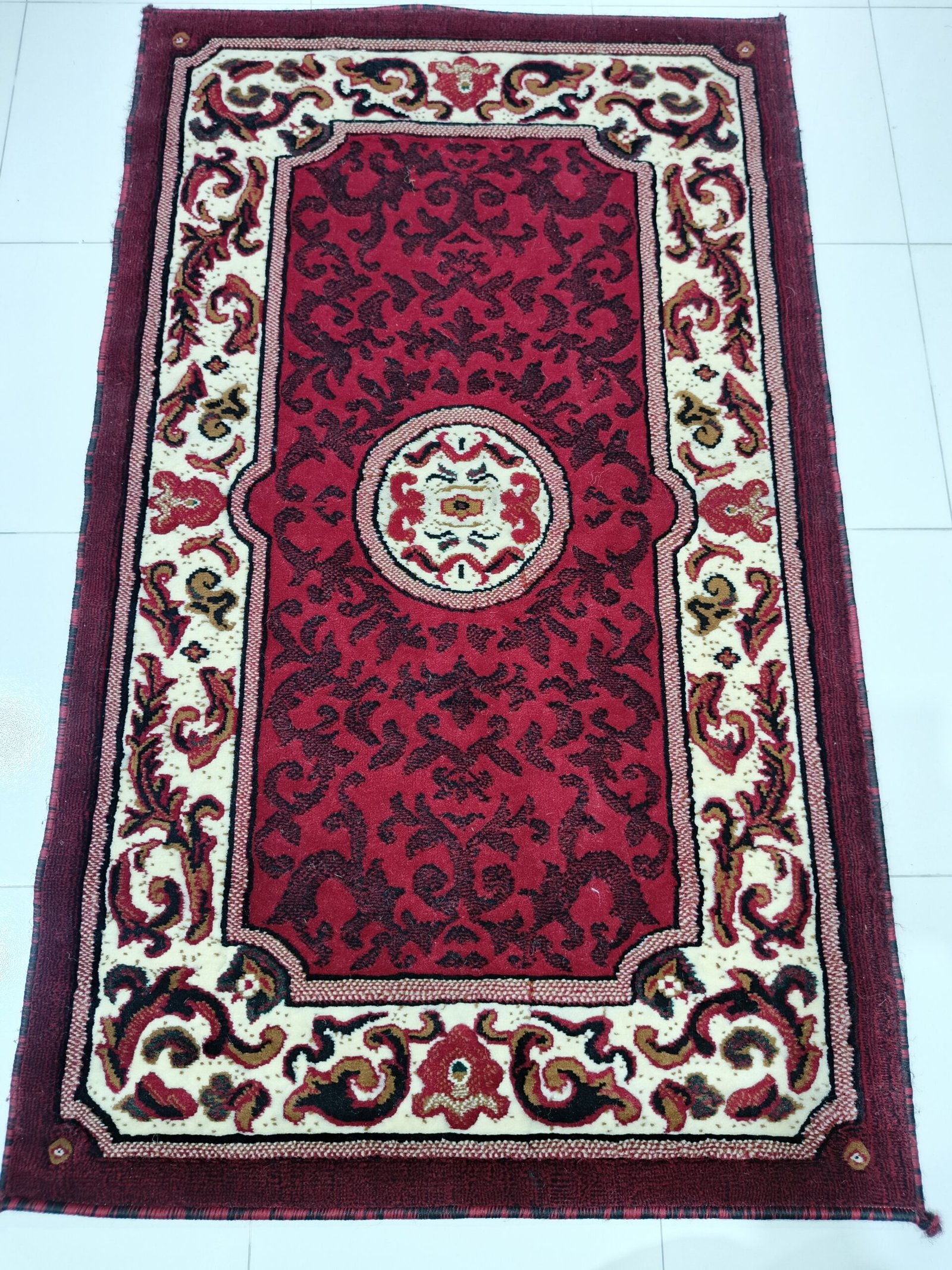 ndonesian 3x5 ft Red Ornate Border Rug