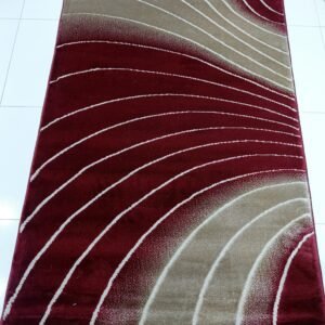 New Topkapi Premium Maroon Carpet – 3x5 ft Modern Wave Design | Made in Turkey