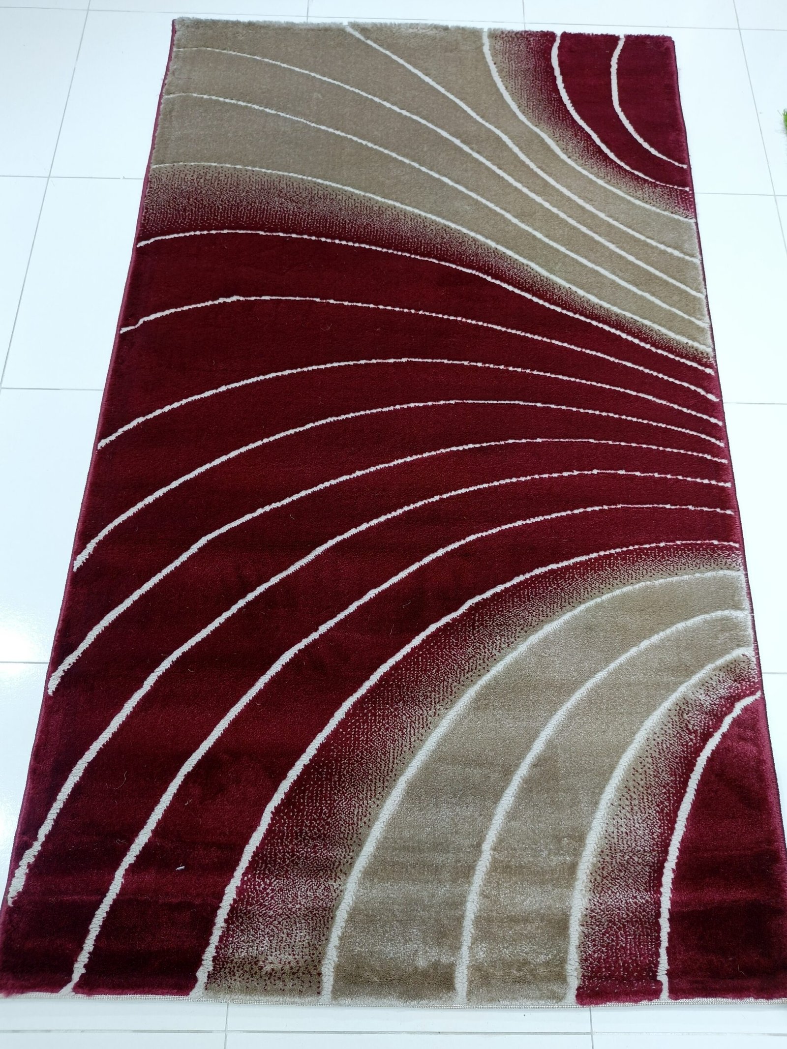 New Topkapi Premium Maroon Carpet – 3x5 ft Modern Wave Design | Made in Turkey