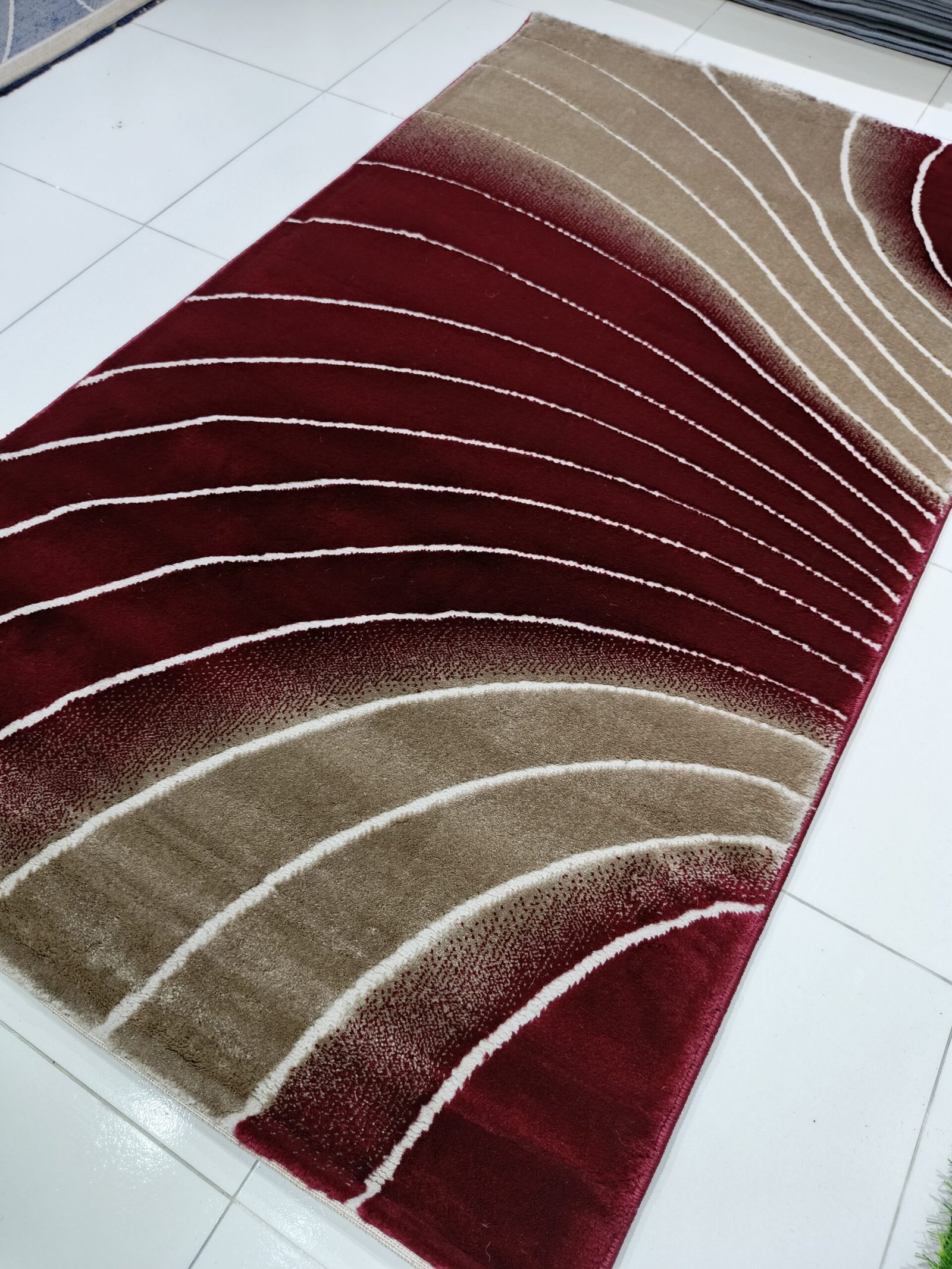 New Topkapi Premium Maroon Carpet – 3x5 ft Modern Wave Design | Made in Turkey - Image 3