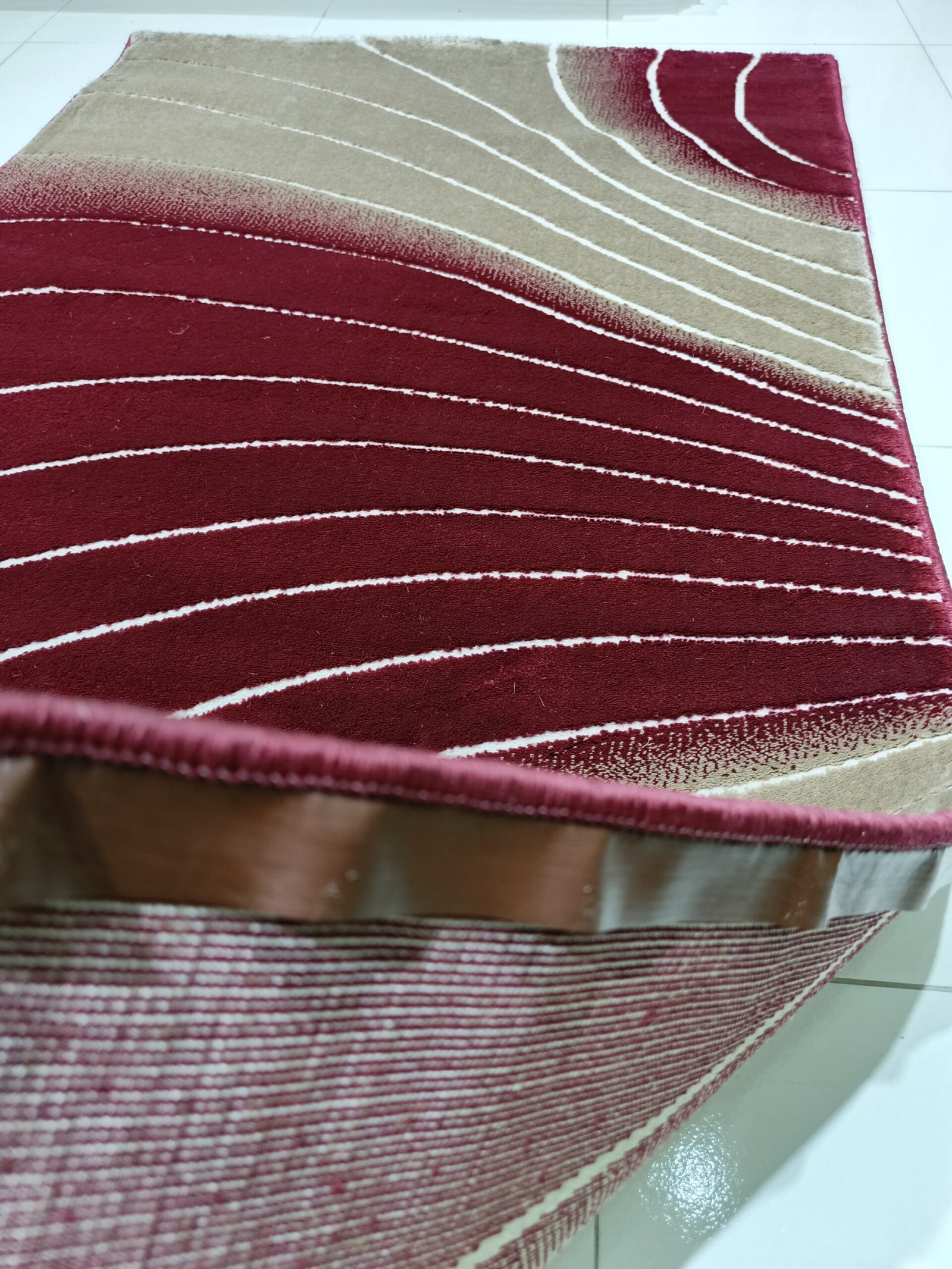 New Topkapi Premium Maroon Carpet – 3x5 ft Modern Wave Design | Made in Turkey - Image 5