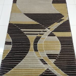Topkapi Premium Turkish Rug – 3x5 ft Modern Striped Design | Brown & Golden Carpet
