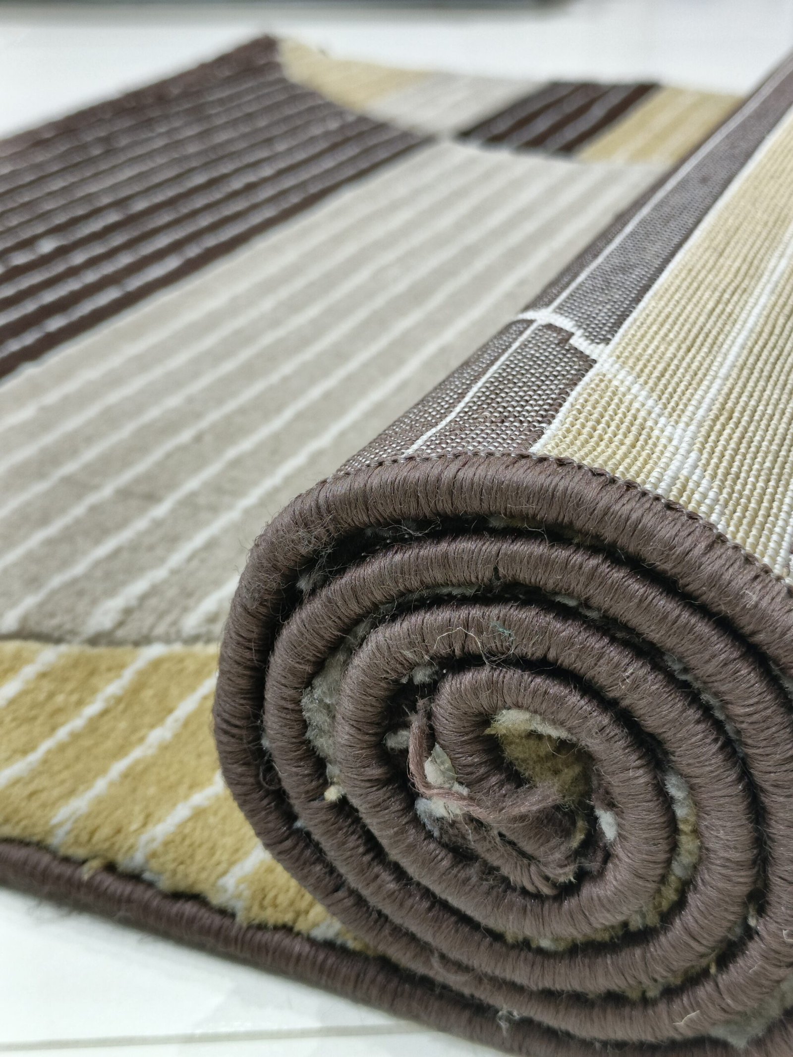 Topkapi Premium Turkish Rug – 3x5 ft Modern Striped Design | Brown & Golden Carpet - Image 6