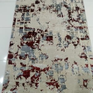 3D Shiny Turkish Carpet Beige & Red – 90×150 cm Luxury Rug