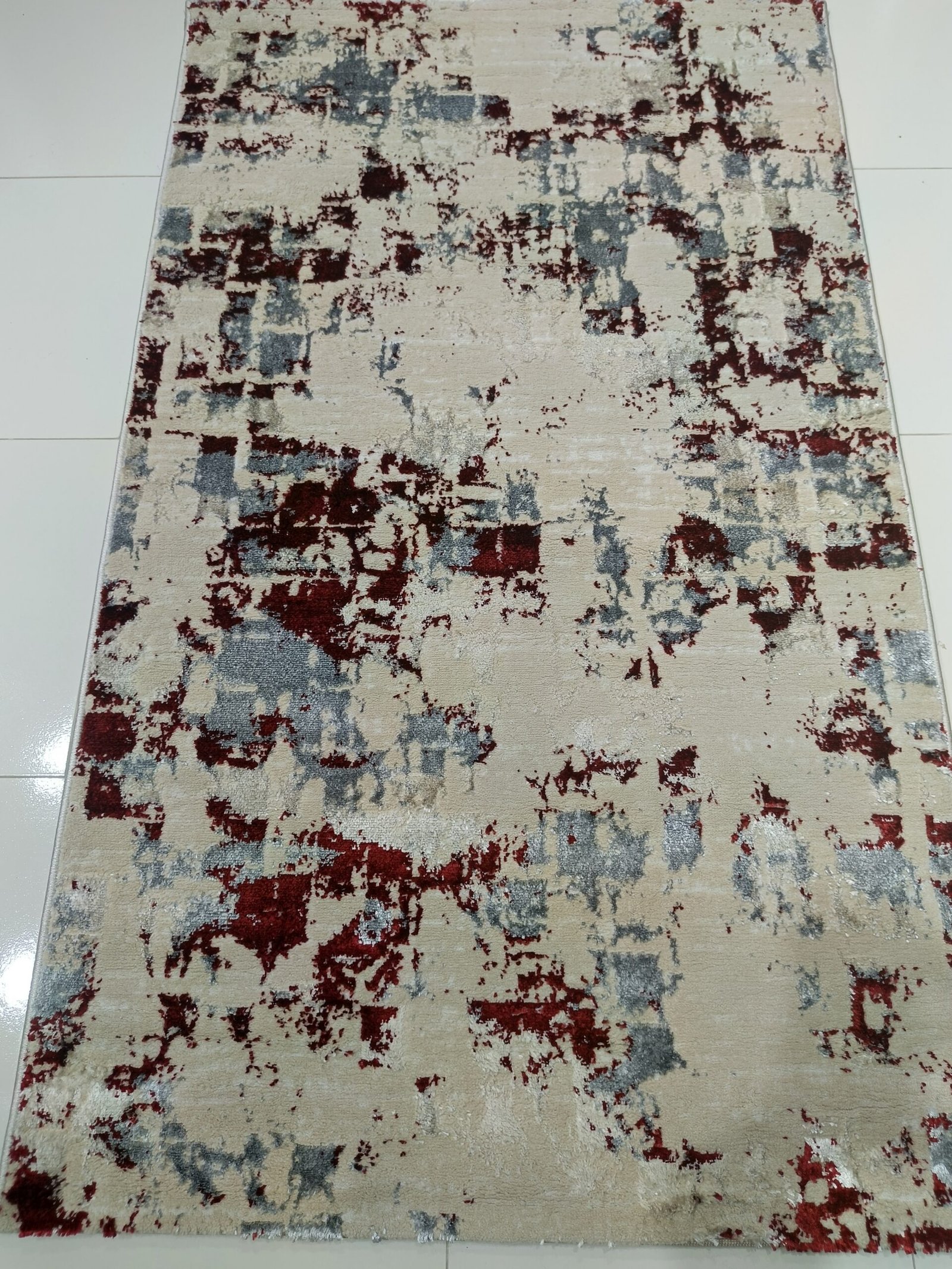 3D Shiny Turkish Carpet Beige & Red – 90×150 cm Luxury Rug
