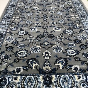 Silk Touch Gray & Blue Persian Design Rug – 4x6 ft Turkish Carpet | Luxurious Living Room & Bedroom Area Rug