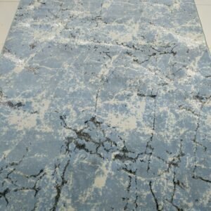 Light Blue Marble Pattern Rug – 5x7 ft | Premium Turkish 3D Shiny Carpet