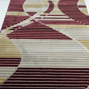 Turkish 4x6 ft Premium Topkapi Lux Red Rug – Modern Striped Design