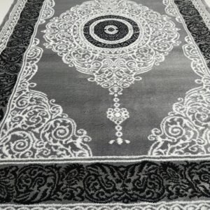 Turkish 4x6 ft Grey Medallion Rug – Topkapı Premium Lux Collection