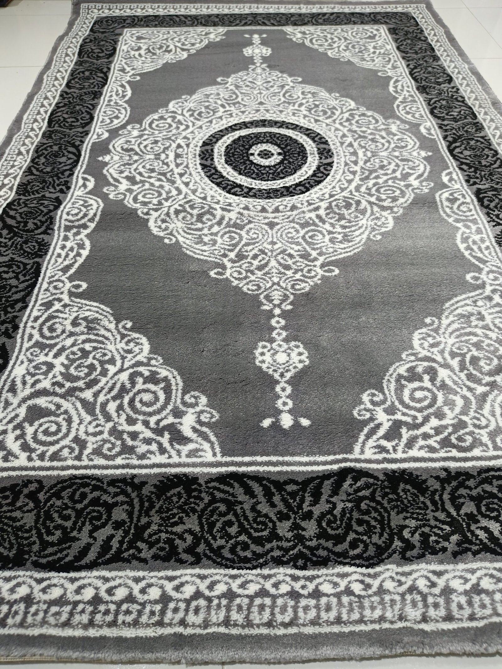 Turkish 4x6 ft Grey Medallion Rug – Topkapı Premium Lux Collection