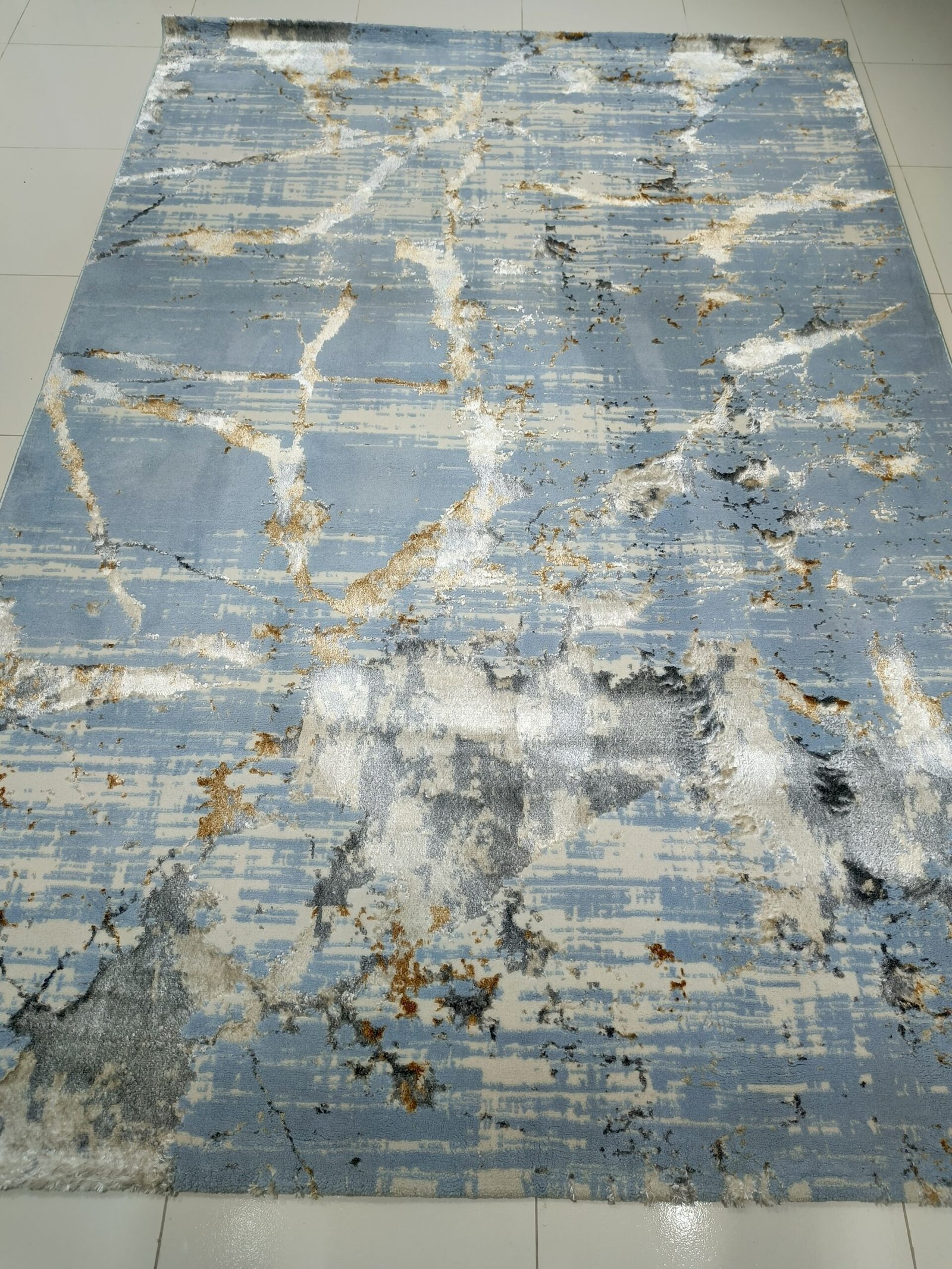 Premium Turkish 3D Shinny Carpet – Modern Abstract Light Blue & Grey Rug (160×230 cm) - Image 6