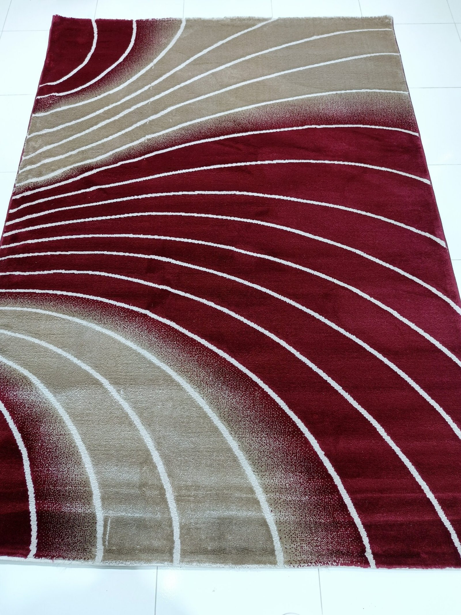 Premium Turkish Rug – New TOPKAPI Collection – Red & Brown Curved Gradient Design – 5x7 ft (150×210 cm)