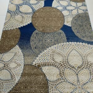 Premium Turkish Rug – Topkapi Lux Collection – Blue & Beige Floral Medallion Design – 5x7 ft (150×210 cm)