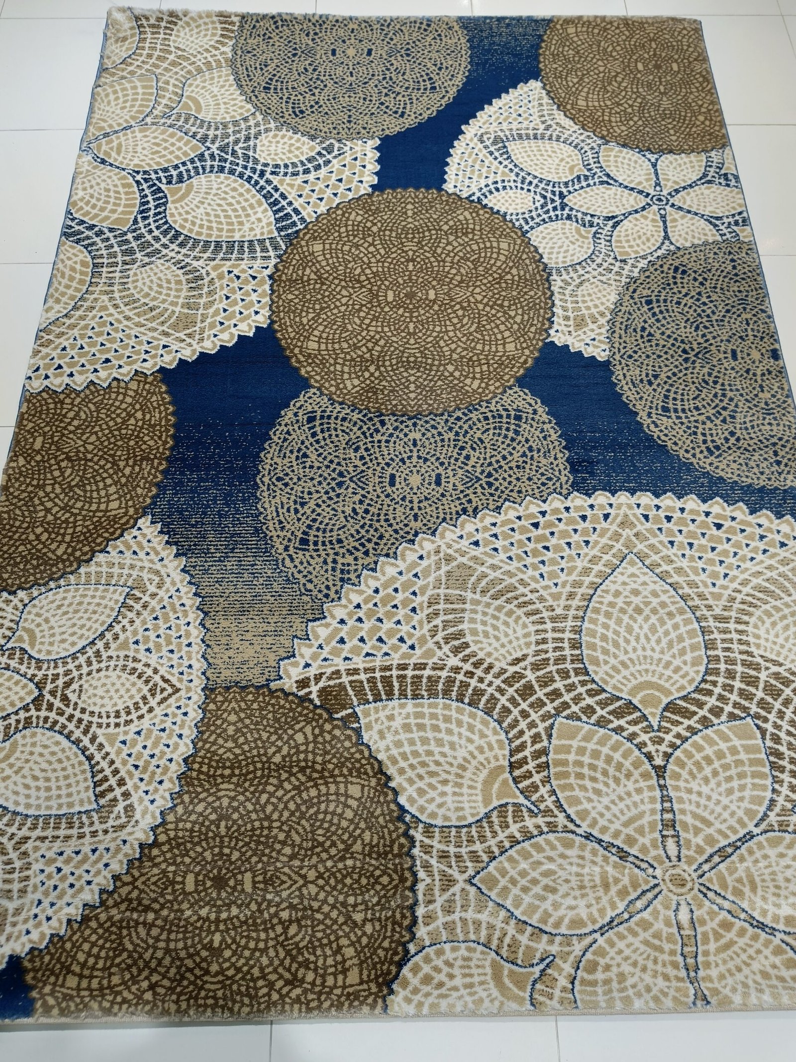 Premium Turkish Rug – Topkapi Lux Collection – Blue & Beige Floral Medallion Design – 5x7 ft (150×210 cm)